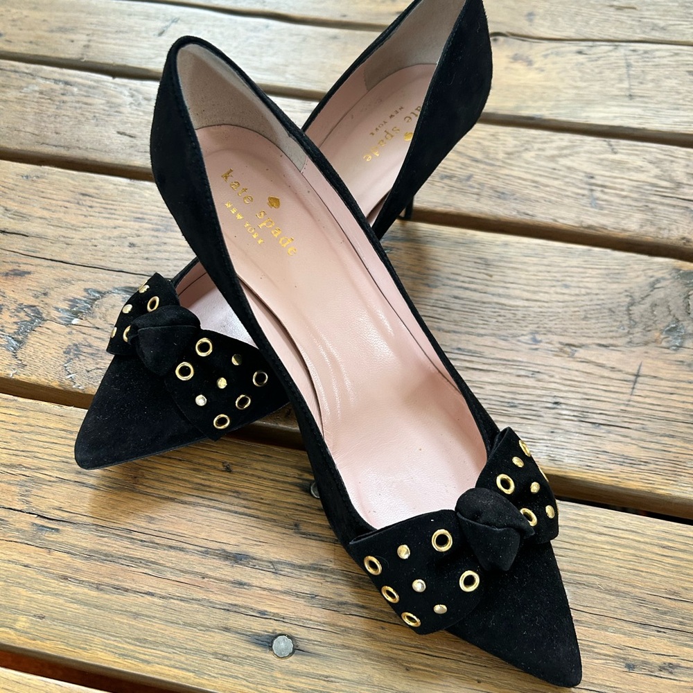 Kate Spade ‘Justine’ Black Kid Suede Heels - EUC!